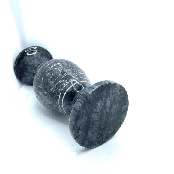 Etching Design Vase Out of Marble Stone 7.7" H - Picture 5 of 7